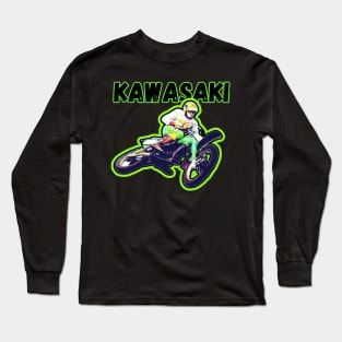 Vintage Motocross Kawasaki Long Sleeve T-Shirt